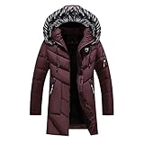 YULONGESS Herren Jacke Winter Herren Steppjacke Warme Windbreakers Dicker Warm Funktionsparka mit Reißverschluss und Tasche Mantel Langarm Wetterjacke Abnehmbare Kapuze Steppjack