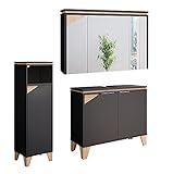 Vicco Badmöbel Set Badezimmermöbel Luisa Spiegelschrank Unterschrank Midischrank (Anthrazit Eiche)