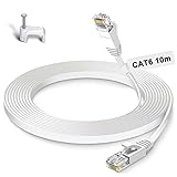 GLCON – 10m CAT 6 LAN Kabel 10meter Netzwerkkabel Hochgeschwindigkeits 1000Mbit/s Gigabit Ethernet-Kabel Cat.5e Cat.6 RJ45 Internet Patchkabel für PC PS5 Xbox Switch M