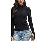 Herbst Und Winter Casual Fashion Damen Rundhals Einfarbig GebüRstet Langarm Pullover DüNnes T-Shirt Top DüNnes Halbes Stehkragen Bottoming Shirt D