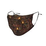 Inaayayi Fliegende Musik Noten Melodie Illustration Maske für Damen und Herren Wiederverwendbare Waschbar Einstellbare Gesichtsabdeckung Outdoor Sturmhaube Staub Bandana, Bücherregal, 16 Stück, 54
