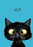 Nelli: Personalisiertes Notizbuch, DIN A5, 80 blanko Seiten mit kleiner Katze auf jeder rechten unteren Seite. Durch Vornamen auf dem Cover, eine ... Coverfinish. Über 2500 Namen b