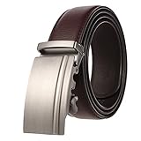 DFKai1run Herrengürtel Herren Rindsleder Echtes Leder Gürtel Für Männer Schwarz Weiß Kleid Formale Gürtel Männliche Automatische Schnalle (Color : Coffee, Size : Length 130cm)