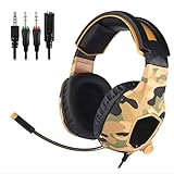 YXHS High-End Kabelgebundene PC-Kopfhörer, RGB-Gaming-Headset für mobiles Gaming-Headset, E-Sport mit Mikrofon, Stereo, Surround USB-Headset für PC und Laptop, Schwarz (Farbe: Camouflage Weiß) jiany
