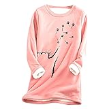 Zilosconcy Damen Xmas Pulli Rundhal Langarm Lammwolle Weihnachtspulli Verdickt Plus Kaschmir Unterhemd Rundhal Langarm Oberteil Verdickt Plus Kaschmir U