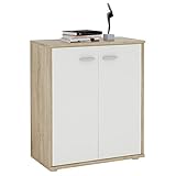 CARO-Möbel Kommode Sideboard Schrank Tommy Sonoma Eiche/weiß, Anrichte mit 2 Türen inklusive Einlegeb