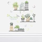 SANKESONG Kreative Wandaufkleber, Wandtattoo Abnehmbar , Wandsticker Selbstklebend, Kunst DIY Wohnkultur Wandaufkleber Wandbilder, Grüne Pflanzen, für Windows Tür Kabinett Glas Möbel (30 x 90 cm)