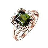 Epinki Blumen Ring Damen Vintage 750 Rotgold 18 Karat Trauringe mit Turmalin 2.28ct und Diamant, Pärchen Geschenke, Gr.47 (15.0)