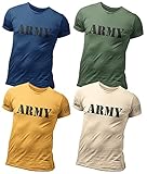 4er Pack Herren T-Shirt Vintage US Army mit Frontprint und Rundhalsausschnitt (2XL, Army Grunt 1)