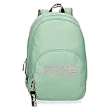 Pepe Jeans Uma Doppelfach-Rucksack An Trolley anpassbar Grün 32x44x22 cms Polyester 20.46L