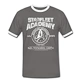 Spreadshirt Star Trek Discovery Starfleet Academy Männer Kontrast T-Shirt, XXL, Dunkelgrau/Weiß