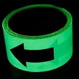 FLBTY Absperrband, Anti-Rutsch Sicherheits Grip Tape, Selbstklebend Lichtband-Glühen in Der Dunkelheit Stufe Striking Warnung, Einzelnen Pfeil 5Cm * 10M, DIY Warnung Aufkleb