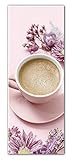 Küchenbild Cute Cup 30 x 80 cm I Glasbild Bild I Wandbild Cafe Kaffeetasse Rosa Pink Geschenkidee Frau I Wanddeko Home Kunstdruck I Deko Küche Vintag