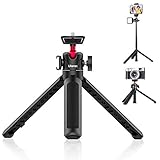 Mini Kamera Stativ, Desktop Vlogging Stativ mit 360° Kugelkopf 1/4 Schraube Cold Shoe Mount, Video Stativ ausziehbar 22cm bis 44cm, klein Stativ für DLSR Canon Nikon Sony Kamera Smartphone Web