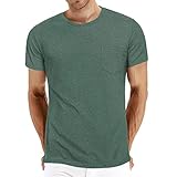 WAZZAP T-Shirts Herren Kurzarm Rundhals Basic Casual Slim Fit mit Pock