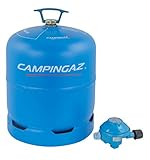 Campingaz R907 leere Butan Gasflasche, 2.75 Kg Fassungsvermögen, inkl. 50 mBar Druckregler, geeignet für alle zweiflammigen Campingkocher, B