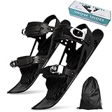 XIUWOUG Kurze Mini Ski Skates, Verstellbare Winter Snowskates Skating Skis Snowblades Skiboards, Schlittschuhe für Schnee Outdoor Skischuhe für Wintersport Skiausrüstung,Schwarz,Kinder 30_42 EU