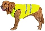 Bwiv Hunde Warnwesten Haustier Jacke Katze Mantel Bauchschutz Reflektierender Streifen Verdickungsstoff Draussen Gelbgrün 5XL (Rückenlänge 70cm, Brust 80-90cm)