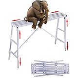 Klappbock RollgerüSt, HöHenverstellbar Klappbar GerüSt, Ausziehbare Teleskop - Arbeitsbohle, Verzinkter Stahl Mit TragfäHigkeit Bis 300kg/650lb (Länge 64-106cm Höhe 60-100cm)
