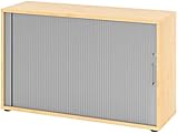 bümö® Aktenschrank mit Rollladen | Rollladenschrank für Aktenordner | Büroschrank für Akten | Profi Büromöbel | Rolladenschrank in 5 Farben & 2 Höhen (ahorn/Silber, Höhe: 74 cm)