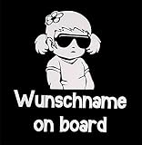 MP Produkt Baby on Board Mädchen Personalisiert Aufkleber 20x14cm - Auto Aufkleber - Sticker Wasserfest und Langlebig - Baby on Board Girl mit Wunschnamen Aufkleber Auto (Weiß Girl)