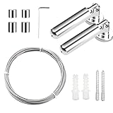 5M Gardine Stahlseil Vorhang Drahtstange Edelstahlkabel Gardinenschnur Seilspanngarnitur Bild Aufhängen Draht Wäscheleine Schwerlast Wandhalterung zum Aufhängen Drapieren Kleidung Duschvorhänge F