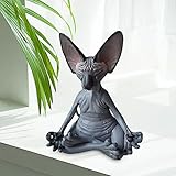 XeinGanpre Katze meditieren Statue Home Dekoration Personalisiertes Geschenk, Katze Statue Meditation Statue Zen Deko Figur Harz Meditation Yoga Decor (Black)