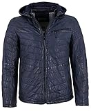 Jilani - Herren Echtleder Lederjacke Steppjacke Kapuze Lammnubuk dunkelblau antik Größe 56