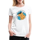 Spreadshirt Sesamstraße Krümelmonster Eat More Cookies Frauen Premium T-Shirt, M, Weiß