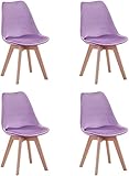 4er Set stühle Esszimmerstühle mit Massivholz Buche Bein, Retro Design Gepolsterter Stuhl Küchenstuhl Holz-S