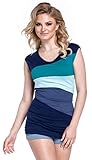 HAPPY MAMA. Damen Still Umstands-Top Lagendesign Farbblock-Design Ärmellos. 369p (Wasser & Hellblau, 38, M)