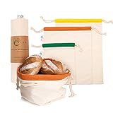 Vatum Brotbeutel 3er Set aus 100% Hanf - Zero Waste Obst- und Gemüsebeutel mit E-Book - Umweltfreundlicher Brotsack - Wiederverwendbare Brotbeutel Leinen zur Brotaufbewahrung