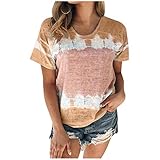 YueLove Damen Sommer V-Ausschnitt T-Shirt Tops Trendy Loose Fit Tunika T-Shirts Damen Sexy Kurzarm Bequem Plus Size Blusen Damen T-Shirts Lässig V-Ausschnitt Kurzarm Tunika Top