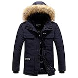 CFWL Winter-Männer beiläufige warme lose große warme Baumwolljacke Steppjacke in Daunenjacken-Optik mit Stehkragen gefütterte sportliche Übergangsjacke Moderne Schwarz 6XL