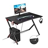 HNHYNSY Pc. Schreibtisch 45 '' Großes Gaming Desk Pc. Laptop-Schreibtisch mit k-Form Verstellbarer Füße Ergonomische Gamer-Arbeitsstation mit Becherhalterung und Kopfhörerhaken Schreib