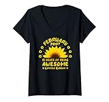 Damen Sonnenblume 15. Geburtstag 15 Jahre Awesome Februar 2007 T-Shirt mit V
