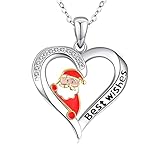 Cyhamse Weihnachtskette für Frauen, Liebe Herz Anhänger Mode Weihnachtsmann Halskette Juwelier für Frauen Mama Freundin Frau Schw