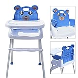 Baby Feeding Hochstuhl Rutschfeste 4 in 1 Tragbare Hochstühle mit Tablett Sicherheitsgurt für Baby von 6 Monaten bis 3 Jahren (blau)