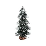 ZRSWV Mini-Weihnachtsbaum, Tisch-Weihnachtsbaum, Miniatur-Sisal-Ornamente, Schnee-Frost, kleine Kiefer mit Holzsockel für Weihnachten, Urlaub, Party, Zuhause, Tischdekoration, 20