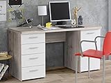 möbelando Schreibtisch Bürotisch Computertisch Arbeitstisch Laptoptisch Büromöbel Balu I Sandeiche/Weiß M