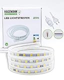 HAGEMANN® LED Streifen dimmbar mit Stecker 1 - 10 Meter 3 Watt pro Meter 265lm/m IP44 5050 LED Lichtleiste – LED Strip 230V