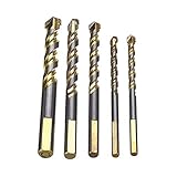 Shenyitool Hardwaretools 5pcs 06.06/10.08/12 mm Hartmetall-Bohrer-Set for Mauerwerk Keramik-Fliese Holz Metall Beton Edelstahl Lochsäge Cutter Werkzeug