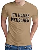 OM3® Ich Hasse Menschen T-Shirt - Herren - lustiger Spruch Fun - Khaki, 3XL