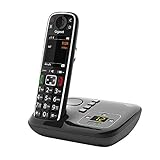 Gigaset E720A - Schnurloses Premium Seniorentelefon mit Anrufbeantworter - sprechende Wähltasten - Nummernansage & Namensansage - Anrufübertragung per Bluetooth 4.2, schw