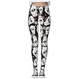 QTJY Leggings mit Kürbisstreifen-Print, stylische Totenkopf-Jogginghose, Nahtlose Stretch-Yogahose mit hoher Taille EM