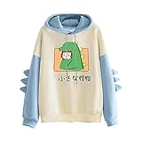 Damen Elegant Festlich Frauen Hoodie Langarm Pullover Tops Party Shirt Damen-Kapuzen-Sweatshirt Niedlicher Cartoon-Dinosaurier-Druck, Lässiger Kawaii Kapuzenpullover Casual T-Shirt Oberteile B