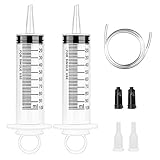 2 Stück Spritzen 100ml Kunststoff Spritze mit Schlauch Dosierspritze mit Adapter spritze für Motoröl, Garten, Flüssigkeit, Tierfütterung (2 Stück 100ML)