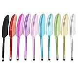 Gkhowiu 10 x Bunte Federn Quill Federkiel Tragbare Stylus/Styli Eingabestift Strass Eingabestift Kugelschreiber Stift Touch Pen Multifunktion mit Earphone Jack Anti Stecker Schutz Stoepsel Kappe H