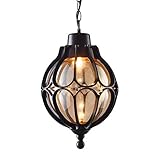 Chents 1-Licht Outdoor wasserdichte Pendelleuchte Europäische Tradition Victoria Glaslaterne Deckenleuchte Kronleuchter E27 Dekoration Leuchte für Innenhof Villa Balkon Terrasse Gang G