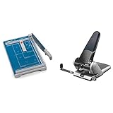 Dahle 00.16.00533 Hebel-Büro Schneidemaschine & Leitz Extrastarker Registraturlocher für das Büro, 65 Blatt, Anschlagschiene mit Formatangaben, Metall, Schwarz, 51800095